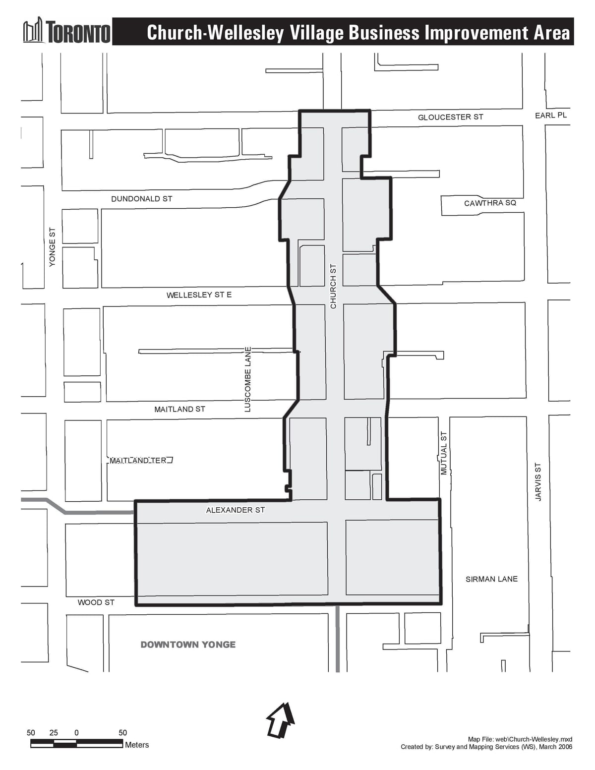 Mapa Kościół-Уэлсли wieś doskonalenia biznes-Toronto