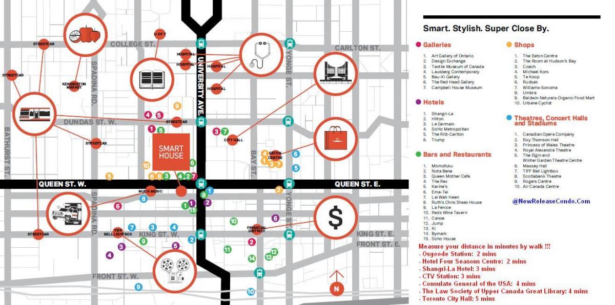Mapa Queen street w Toronto