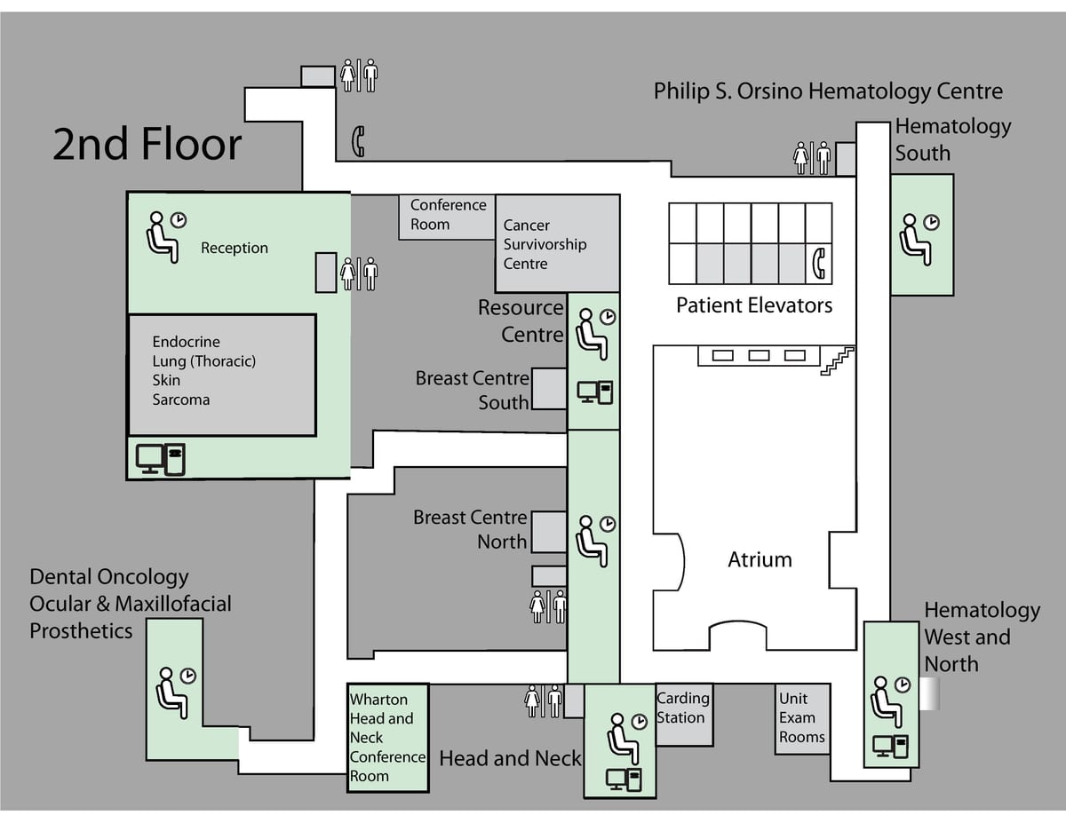 Mapa Księżniczka Margaret cancer Center 2 piętro Toronto 