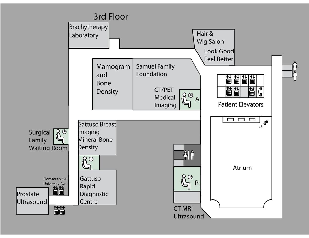 Mapa Księżniczka Margaret cancer center 3 piętro Toronto 
