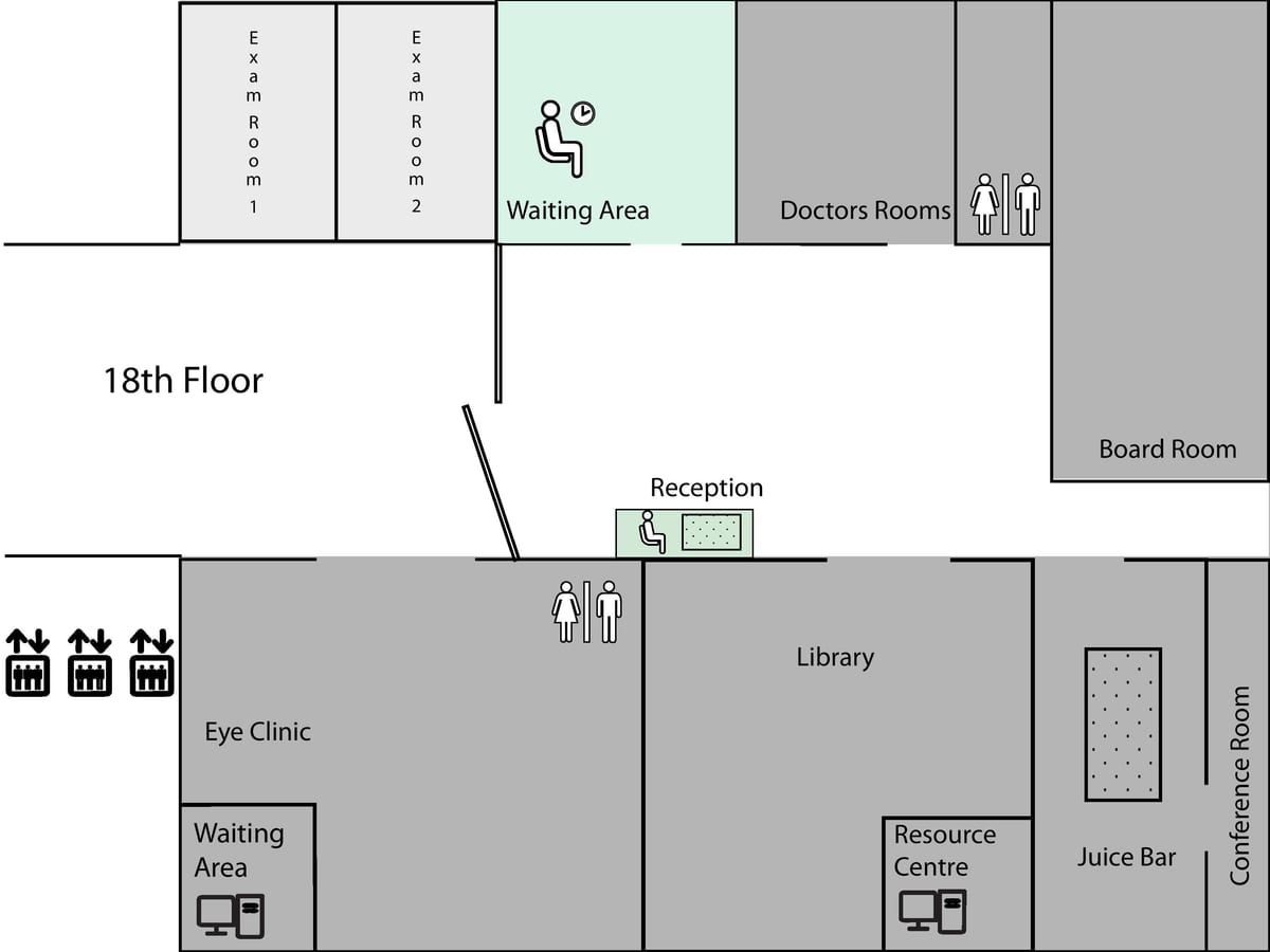 Mapa Księżniczka Margaret cancer Center 8 piętro Toronto 