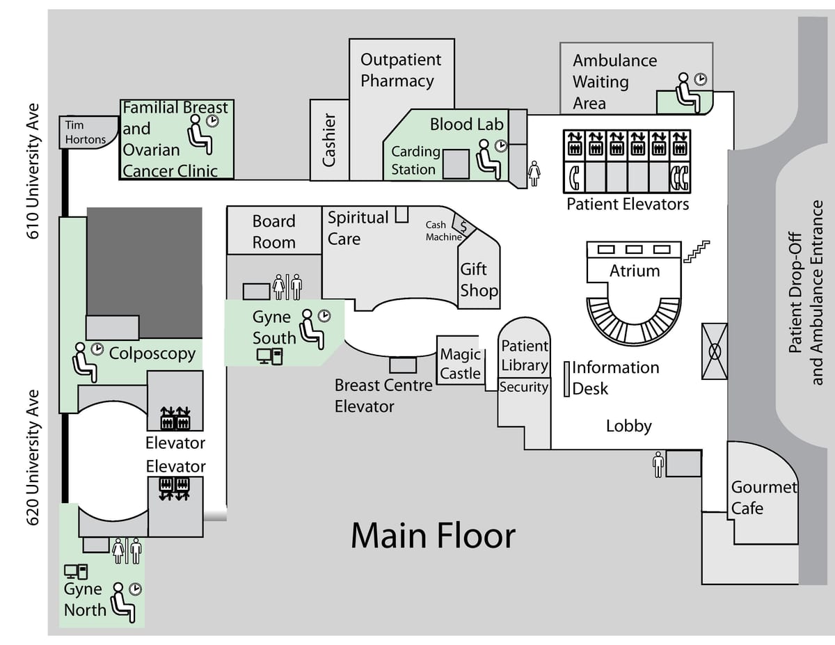 Mapa Księżniczka Margaret cancer Center główny podłoga Toronto 