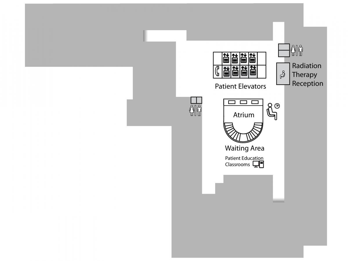 Mapa Księżniczka Margaret cancer Center w Toronto 1 piętro niżej (B1)