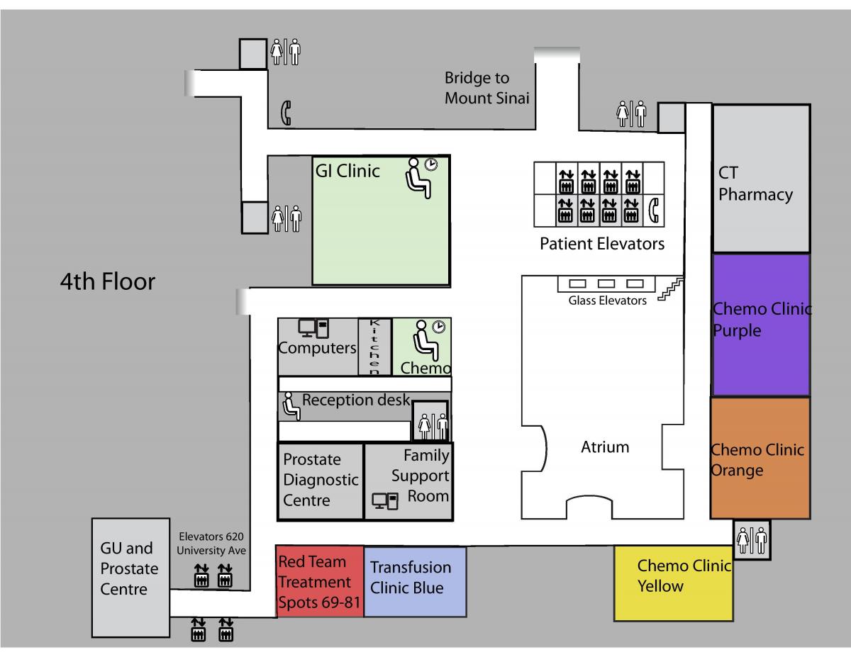 Mapa Księżniczka Margaret nowotworu centrum 4 piętro Toronto 