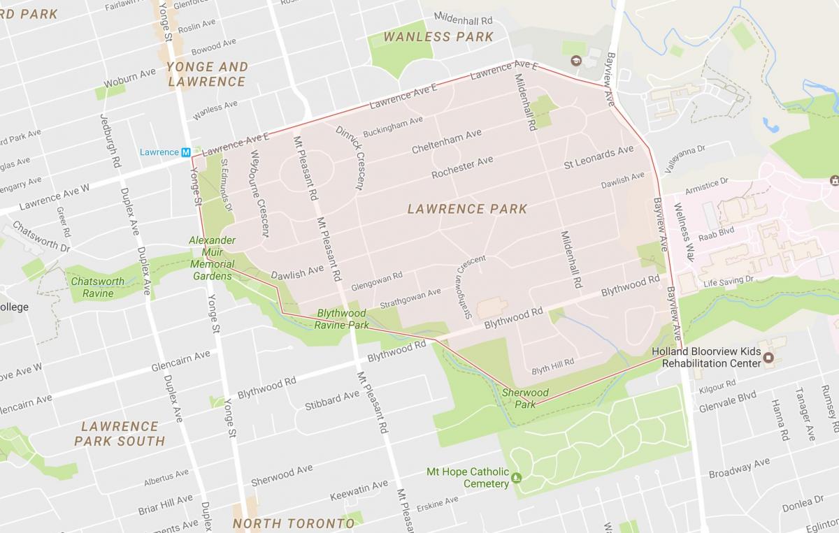 Mapa Lawrence Park dzielnicy Toronto