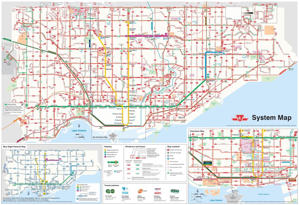 Mapa linii autobusowych TTC 