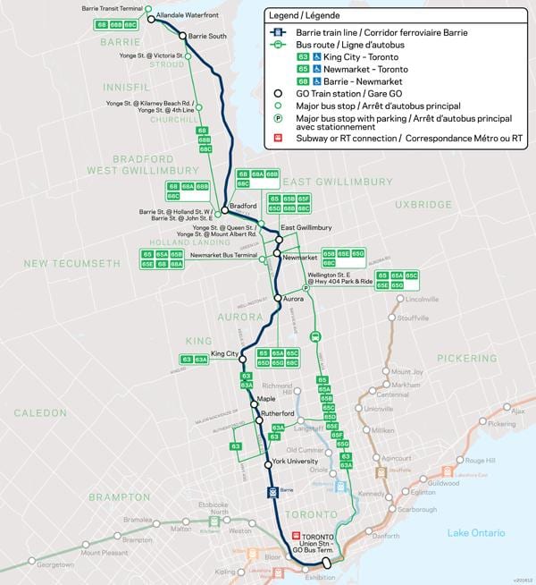 Mapa linii Barry idą tranzytem