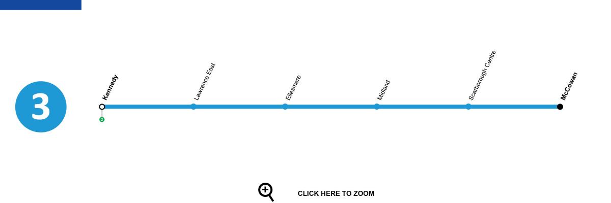 Mapa Toronto linia metra 3 Scarborough HG