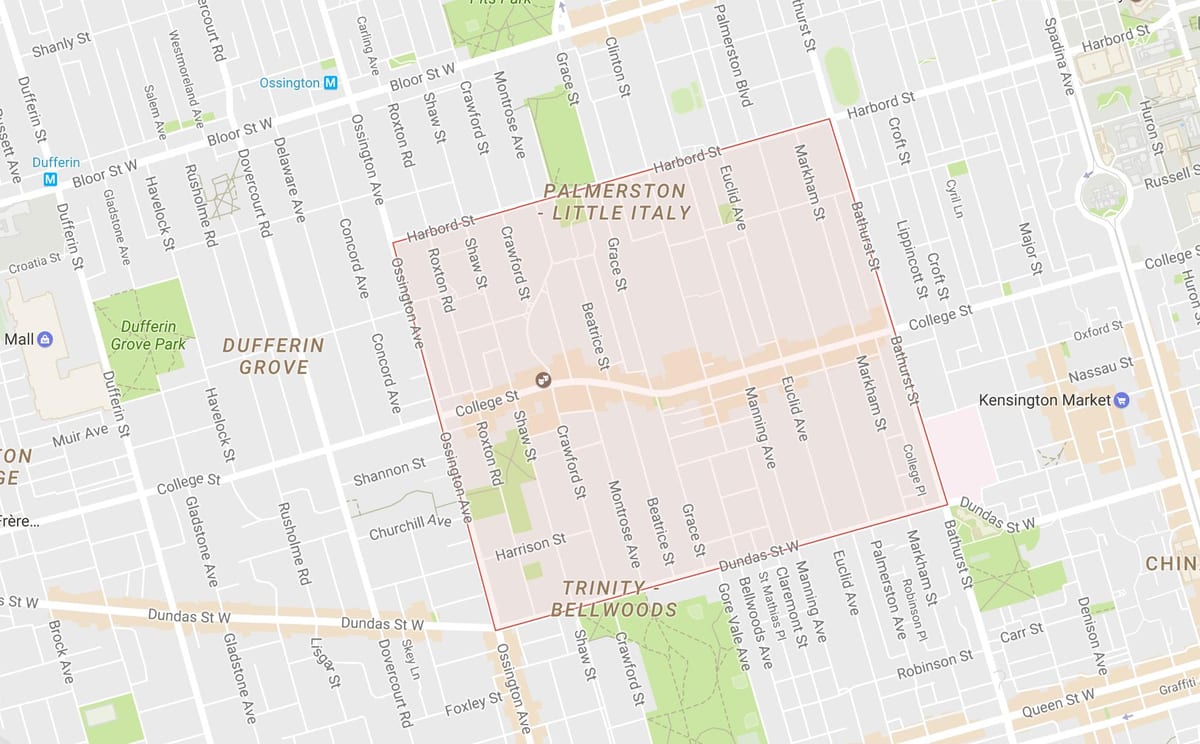 Mapa mała Włochy w okolicy Toronto
