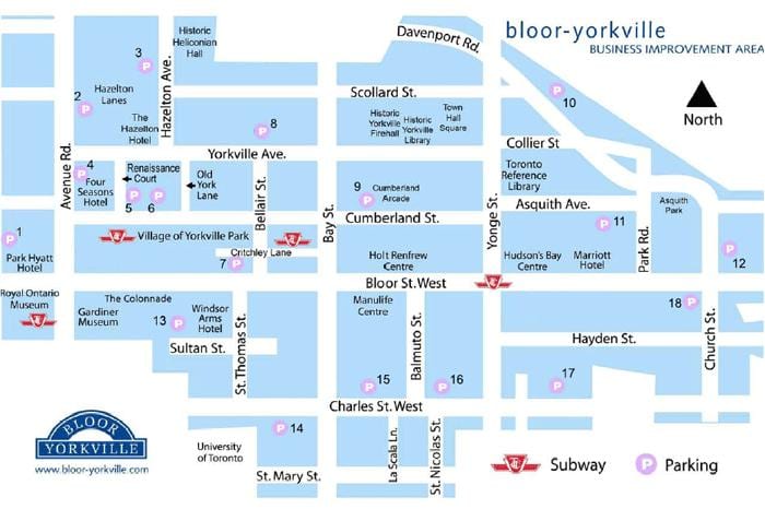 Mapa metra Блур-Yorkville