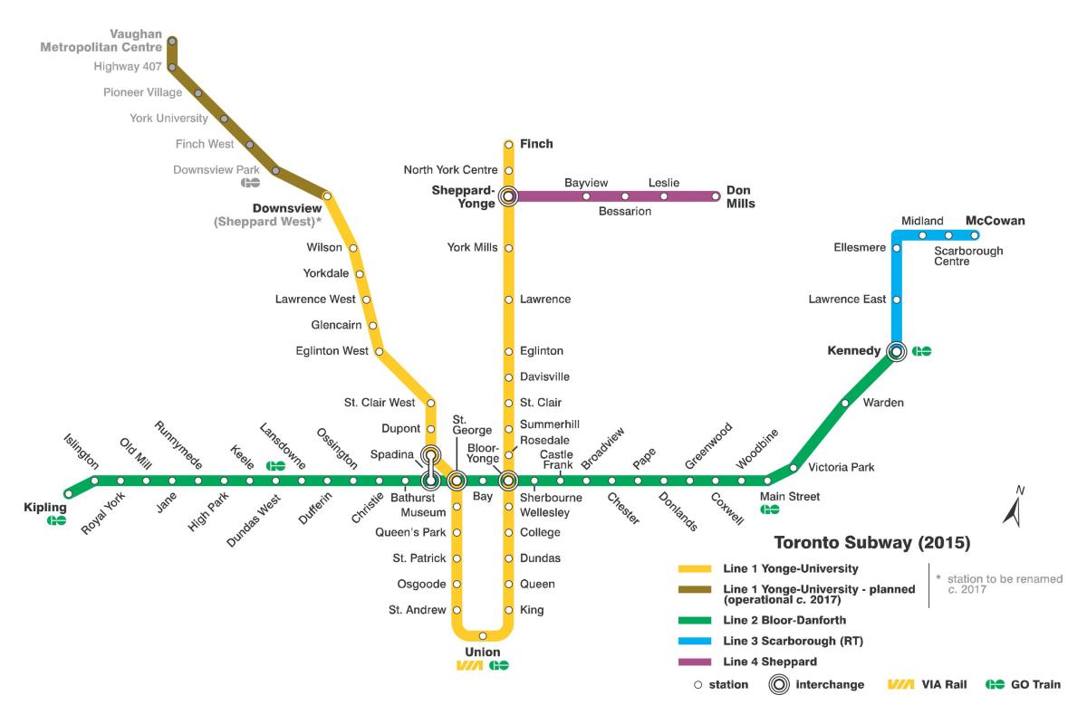 Mapa metra w Toronto