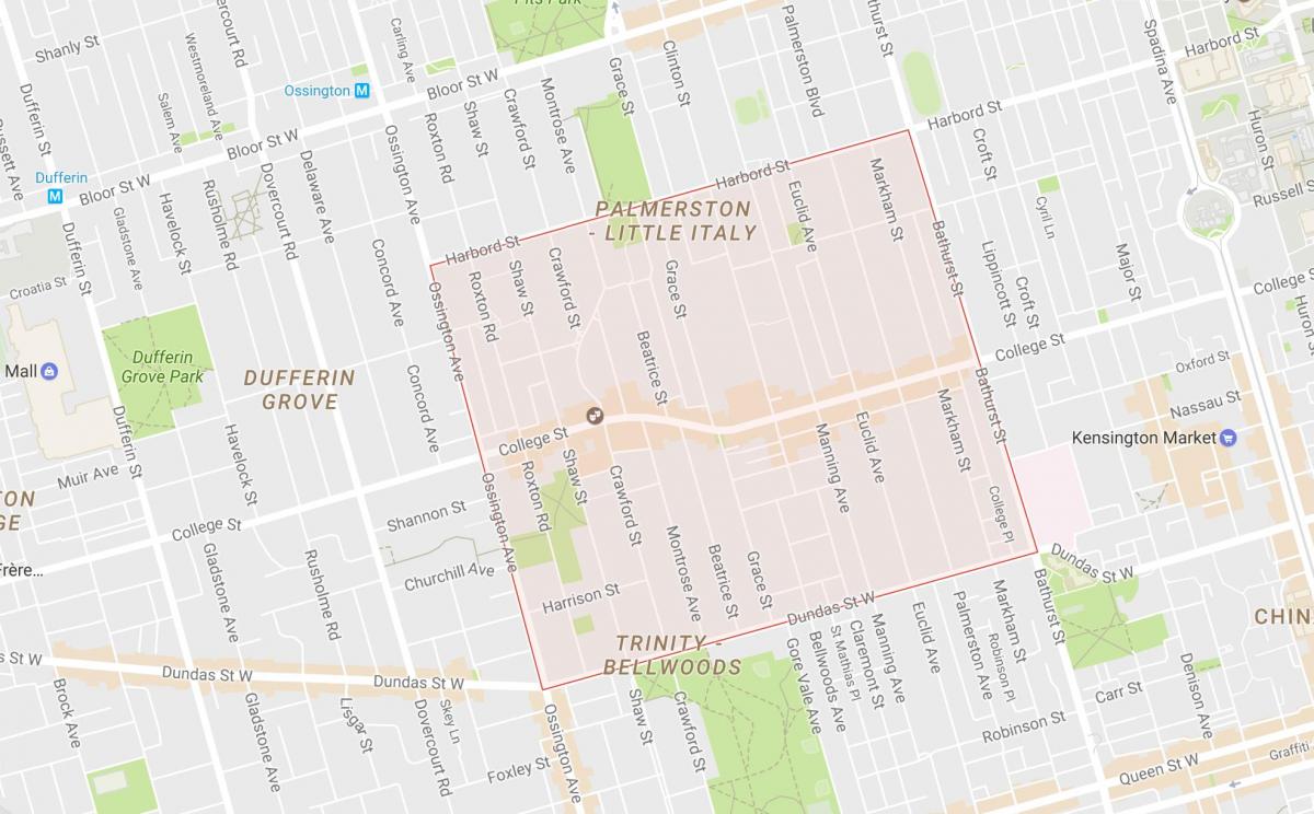 Mapa dzielnicy little italy Toronto