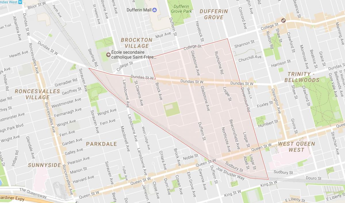 Mapa mała Portugalia dzielnicy Toronto