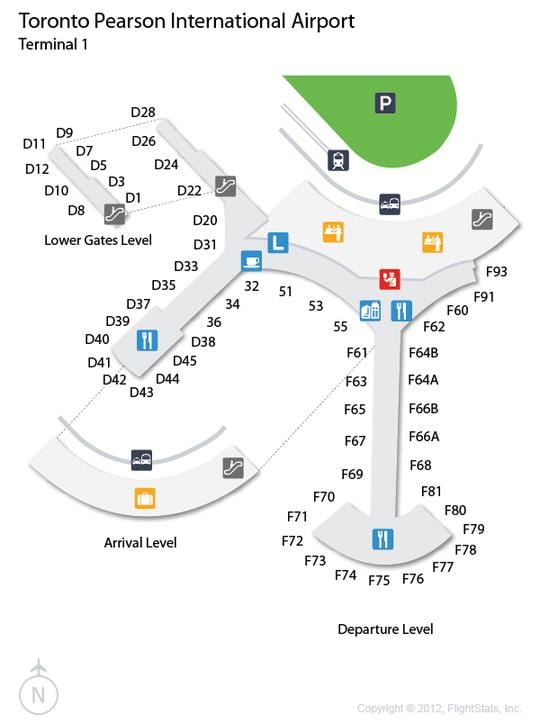 Mapa Toronto lotnisko Pearsona 1