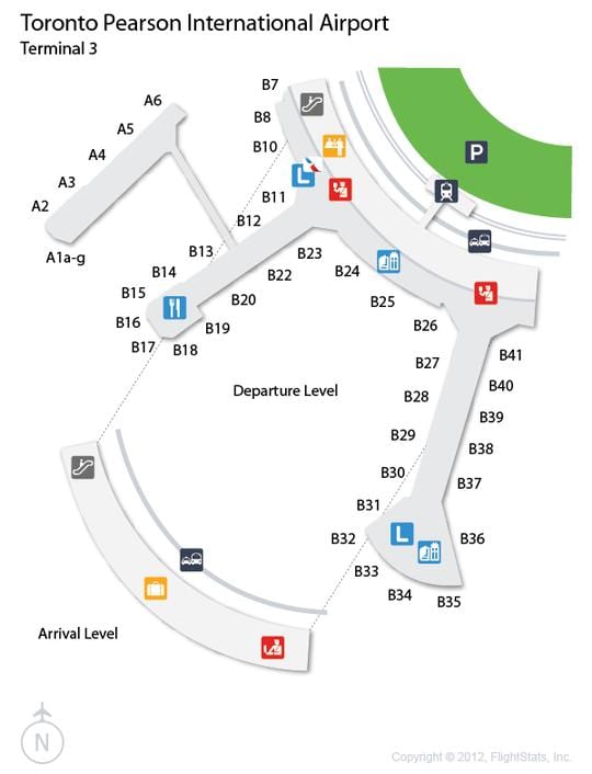 Mapa Toronto lotnisko Pearsona 3