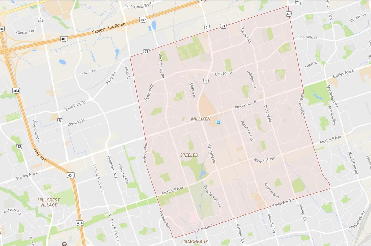 Mapa Millikan dzielnicy Toronto