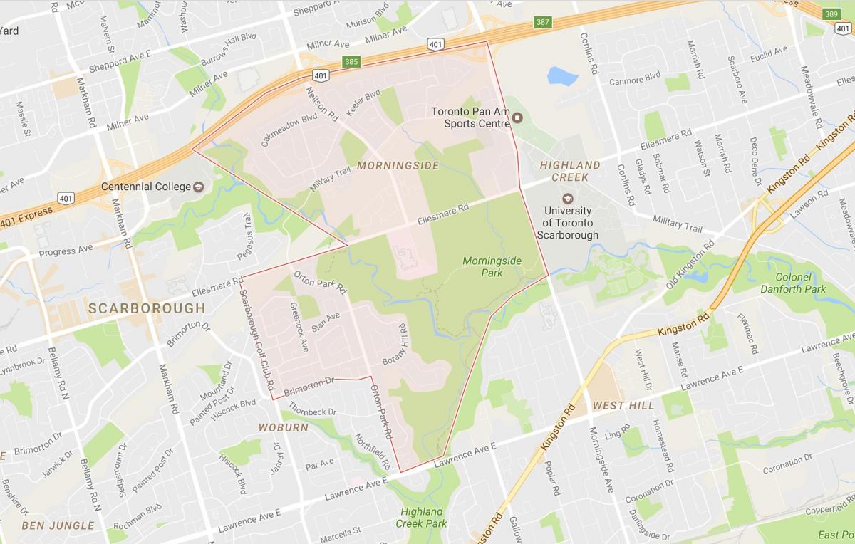 Mapa Morningside dzielnicy Toronto