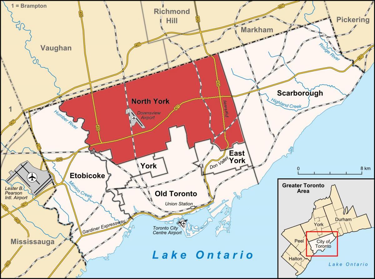 Mapa North York Toronto