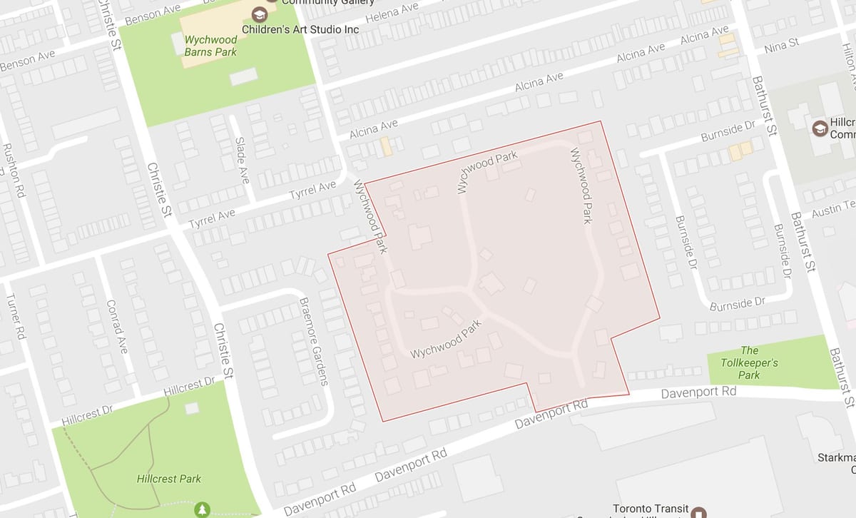 Mapa Вичвуд Park W Toronto