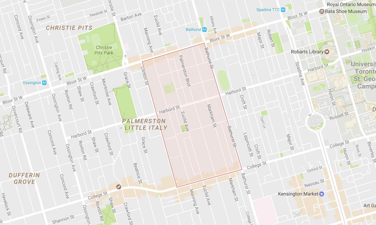 Mapa Palmerston dzielnicy Toronto