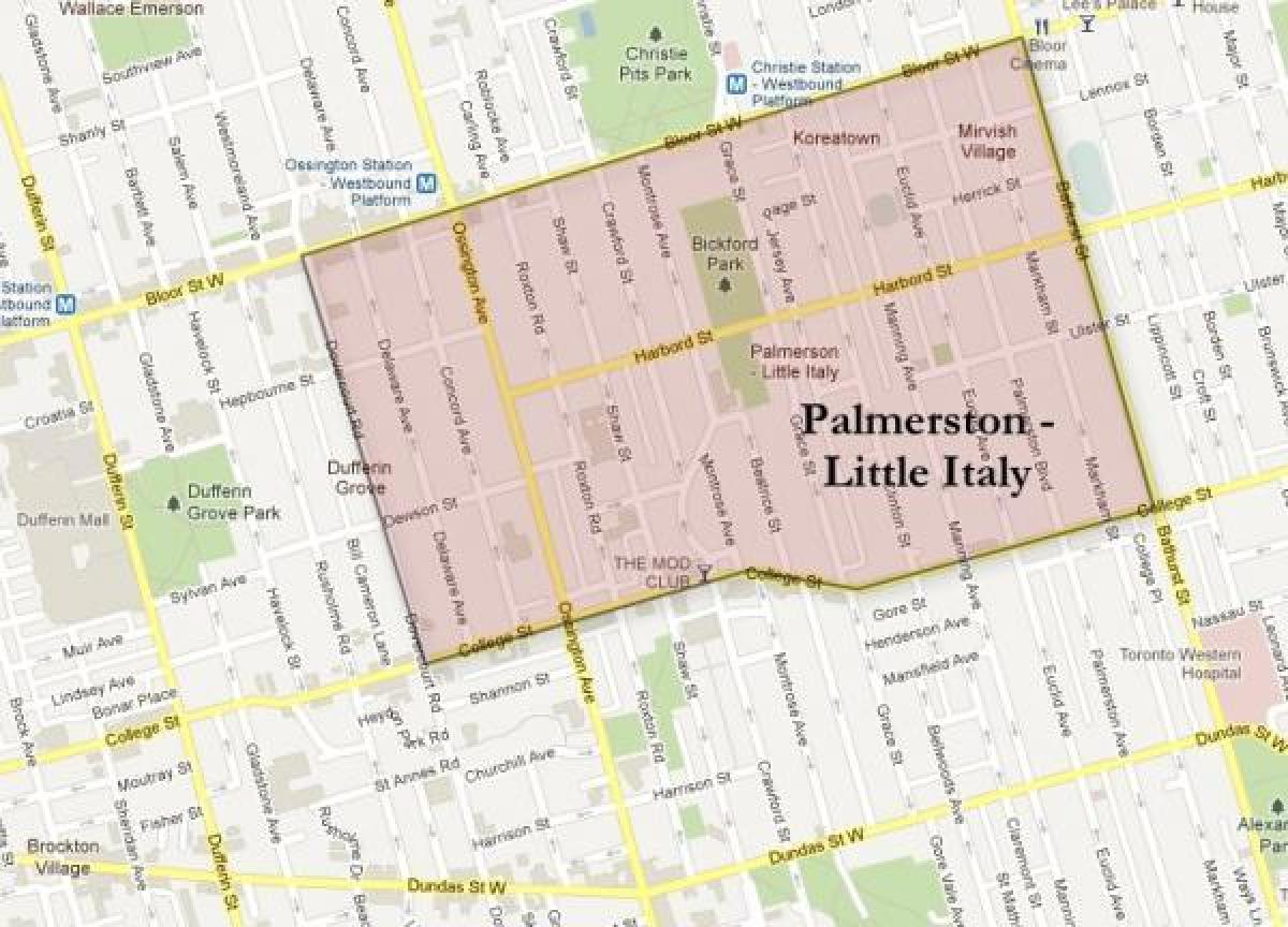 Mapa Palmerston mała Włochy do Toronto