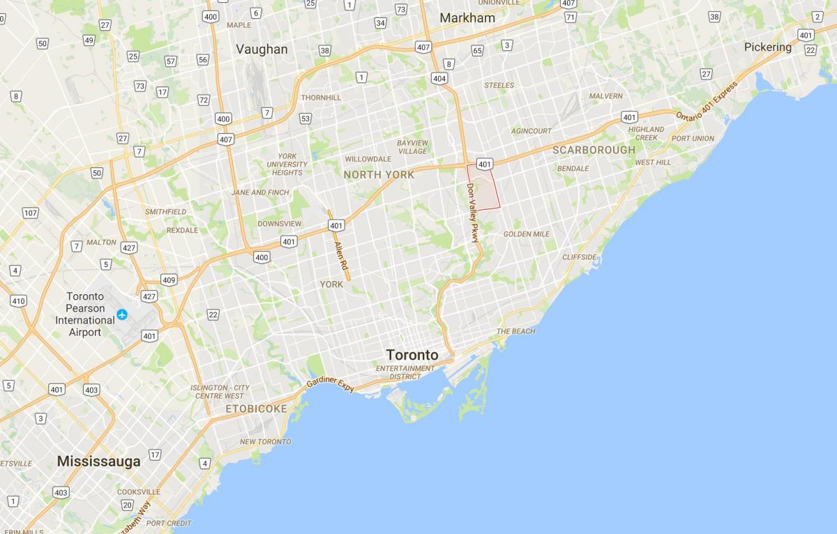 Mapa Parkwoods dzielnica Toronto