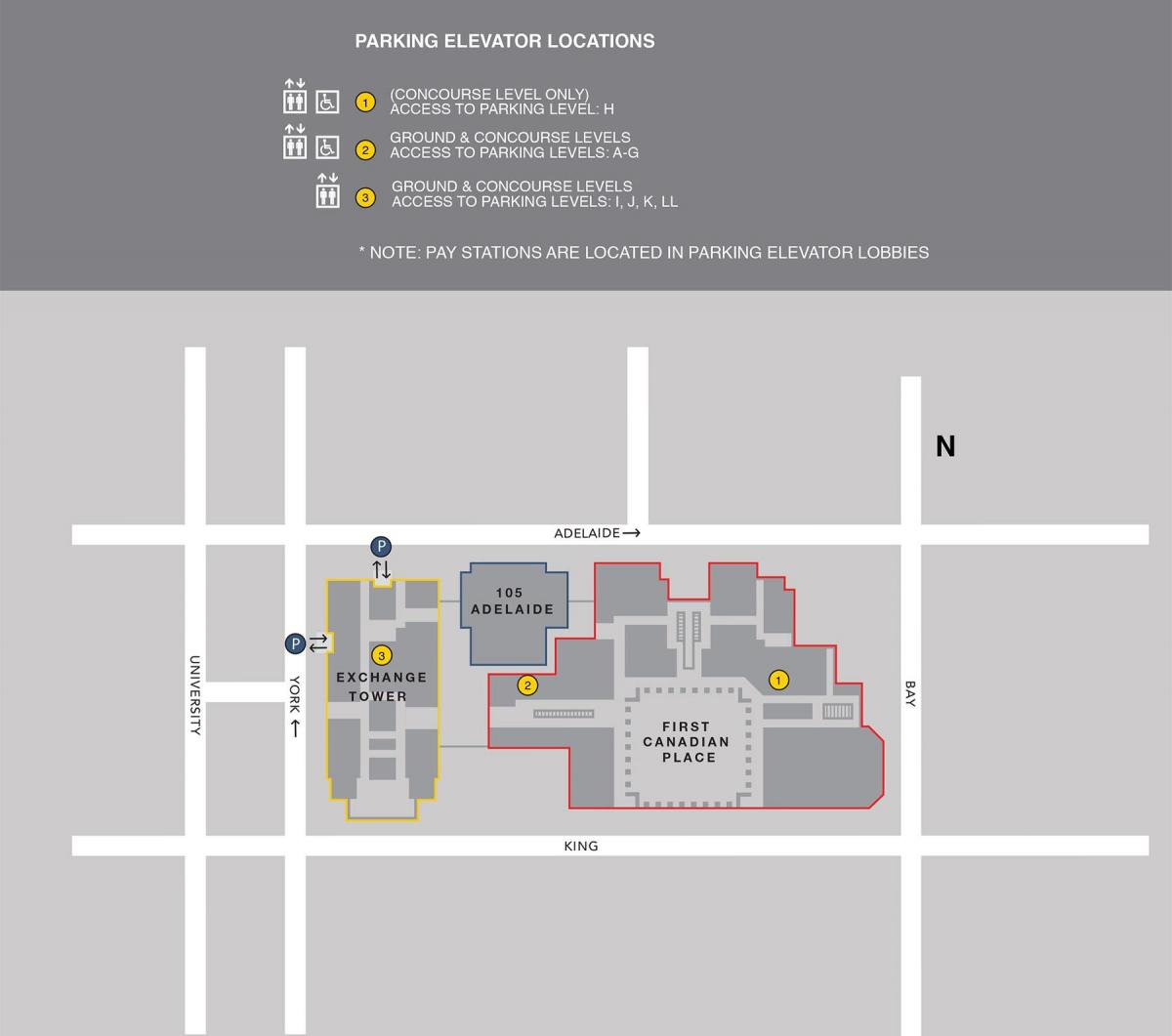 Mapa pierwszy kanadyjski miejsce parkingowe Toronto 