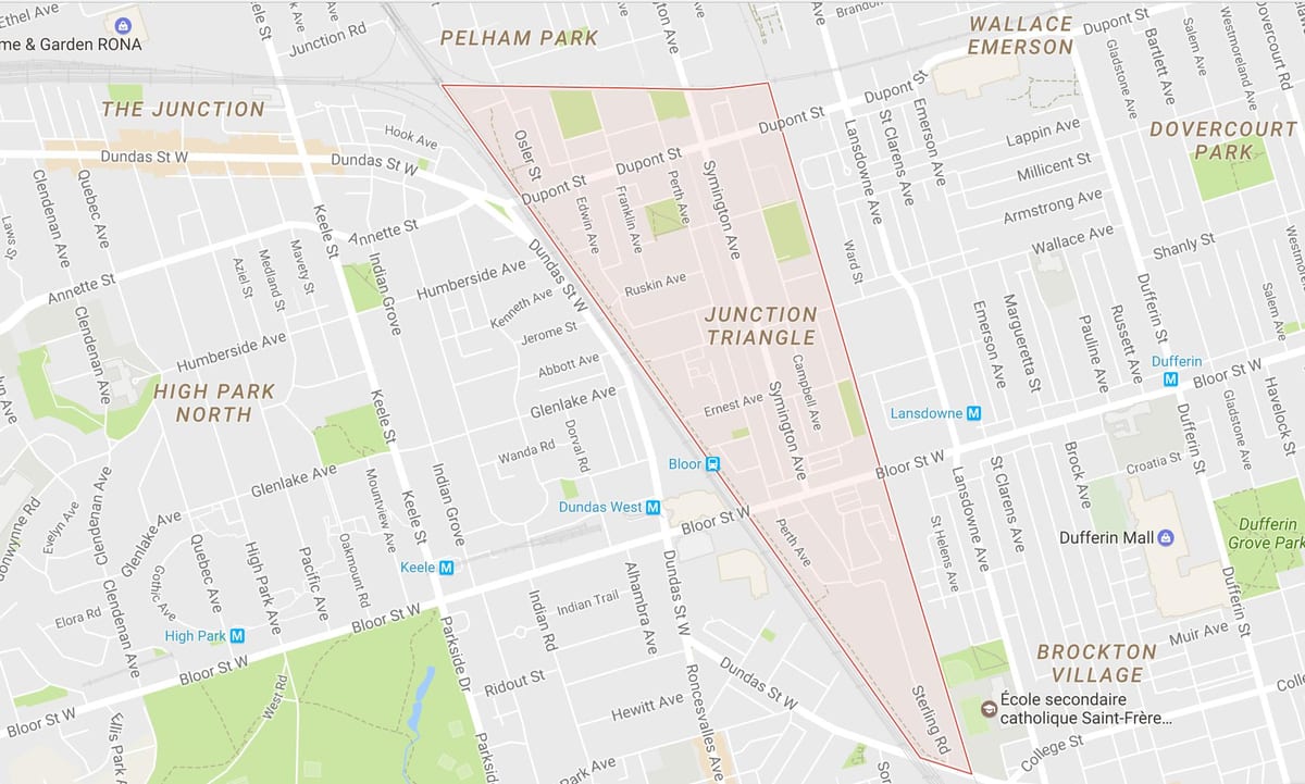 Mapa Junction okolicy trójkąta Toronto