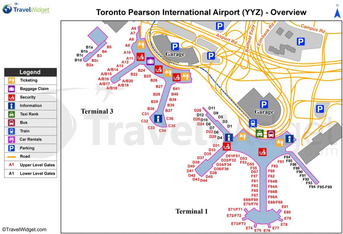 Mapa Toronto lotnisko Pearsona 