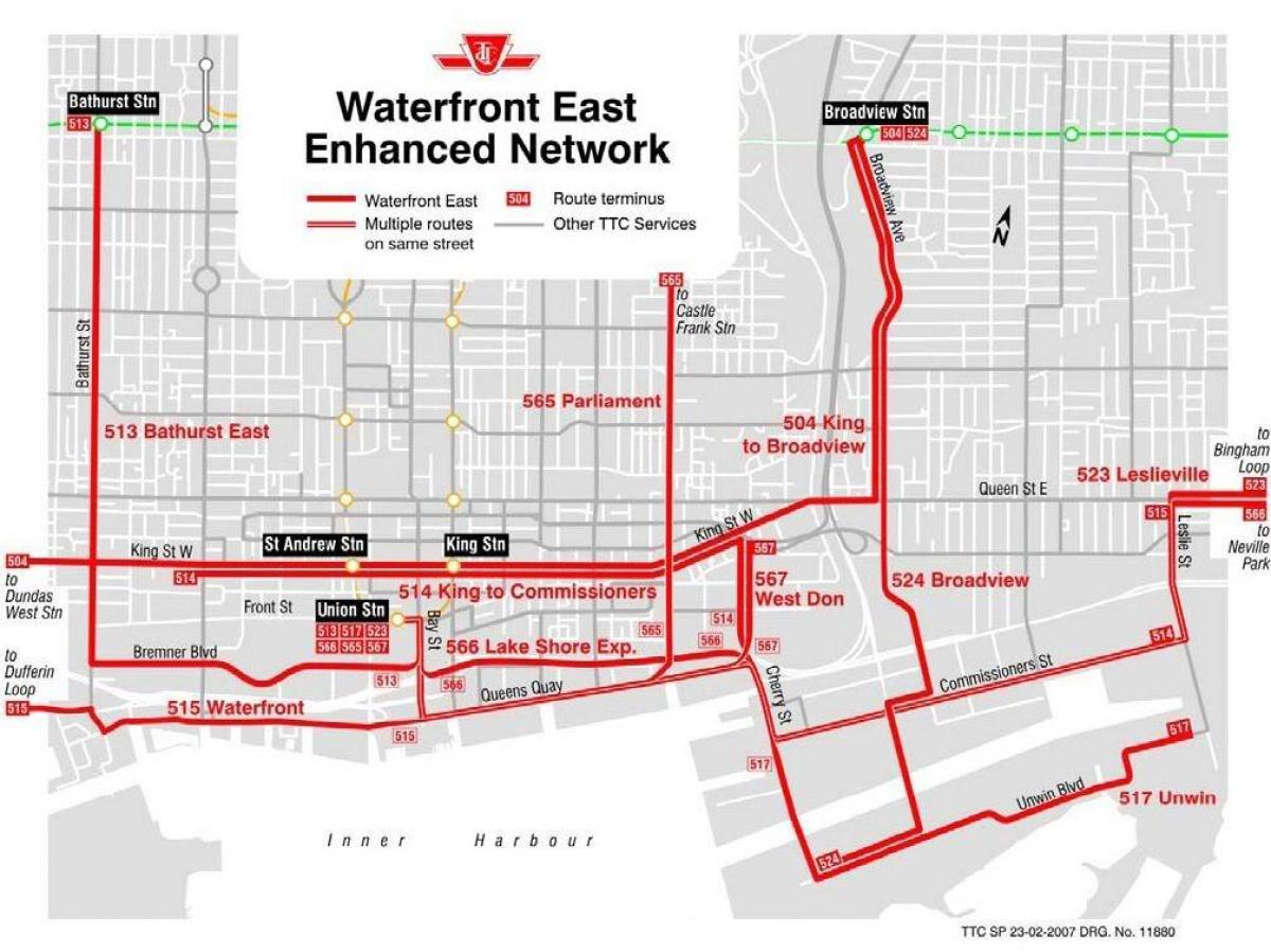 Mapa zbiornika Wschodzie zaawansowany sieciowy Toronto