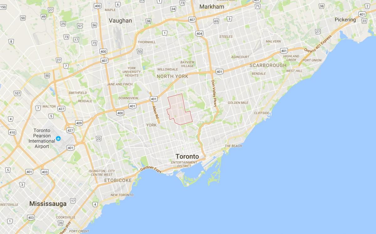 Mapa Północnej dzielnicy Toronto
