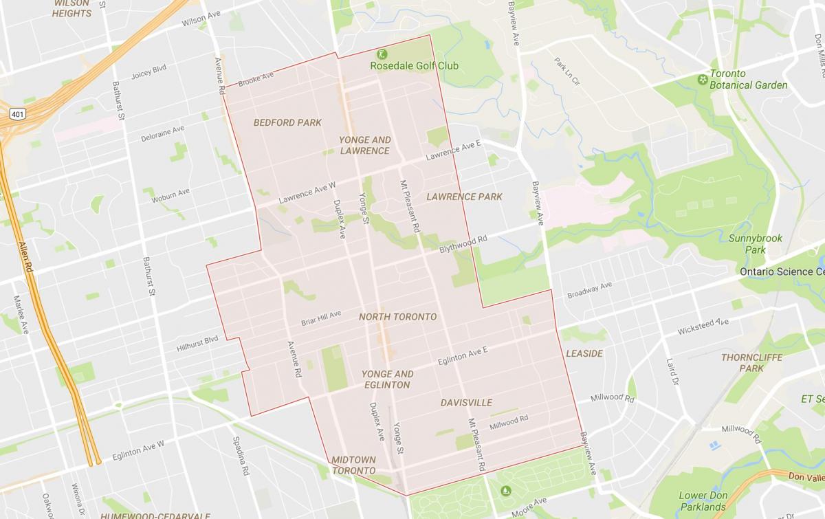 Mapa Północnego przedmieścia Toronto