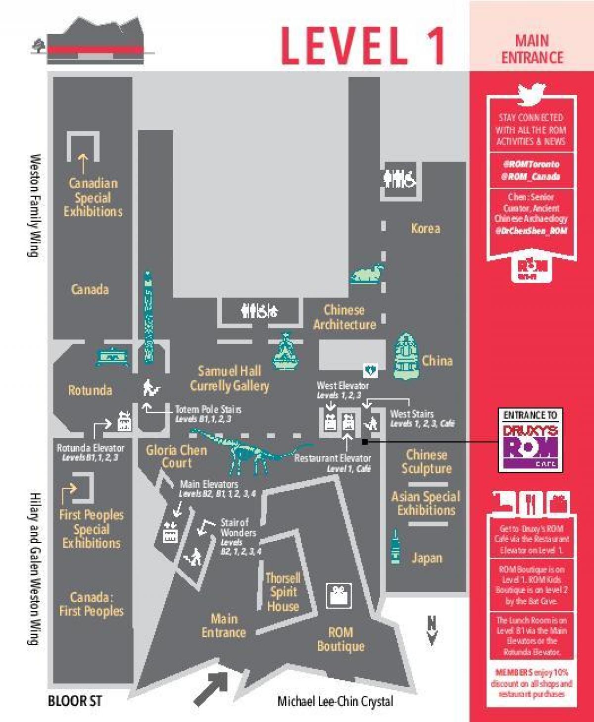 Mapa Royal Ontario museum poziom 1