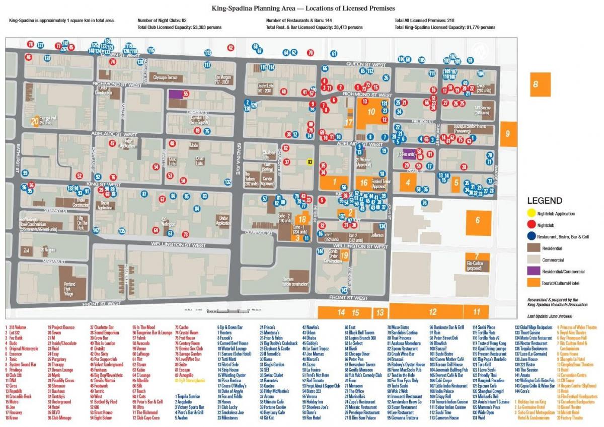 Karta informacyjno-rozrywkowej dzielnicy Toronto 