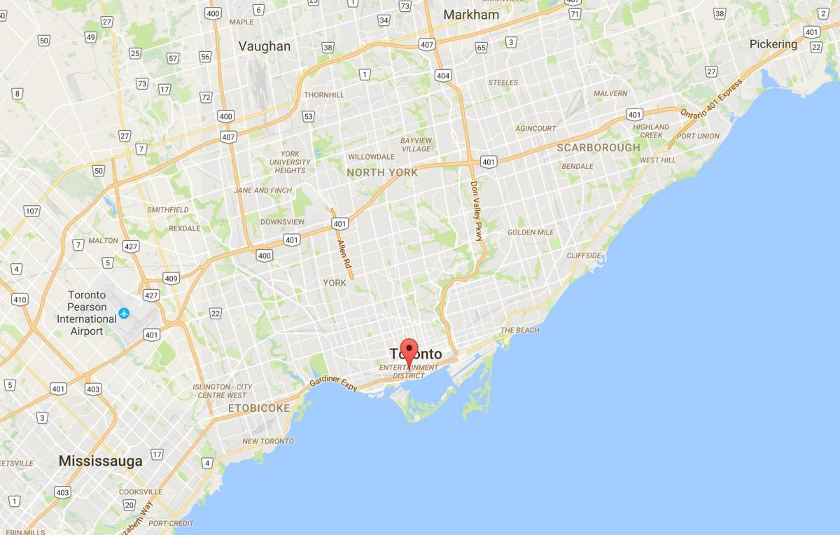 Mapa rozrywkowej dzielnicy Toronto