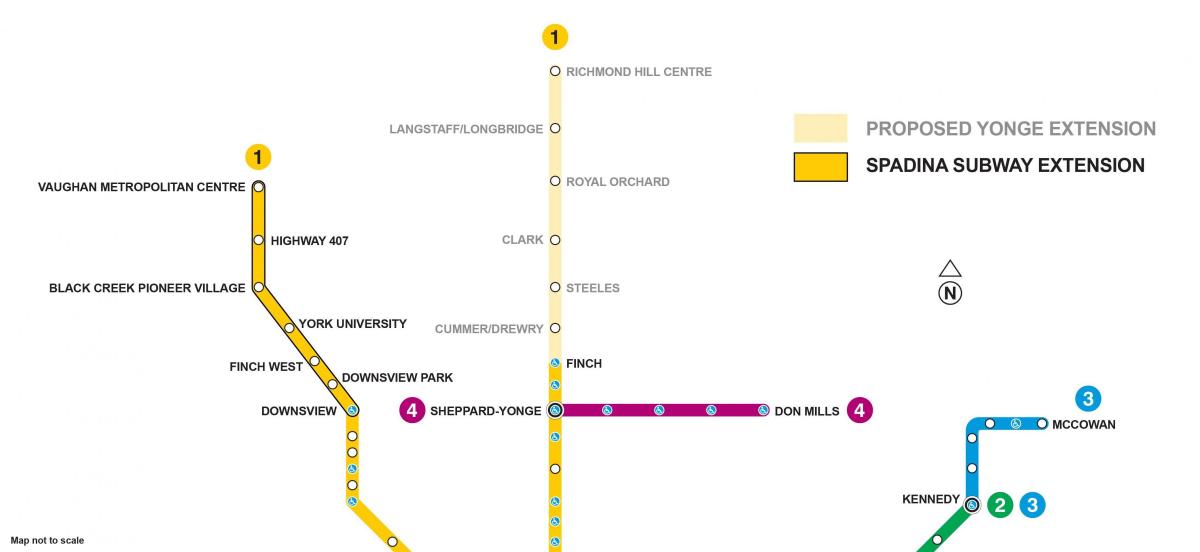 Mapa Toronto rozszerzenie metra 