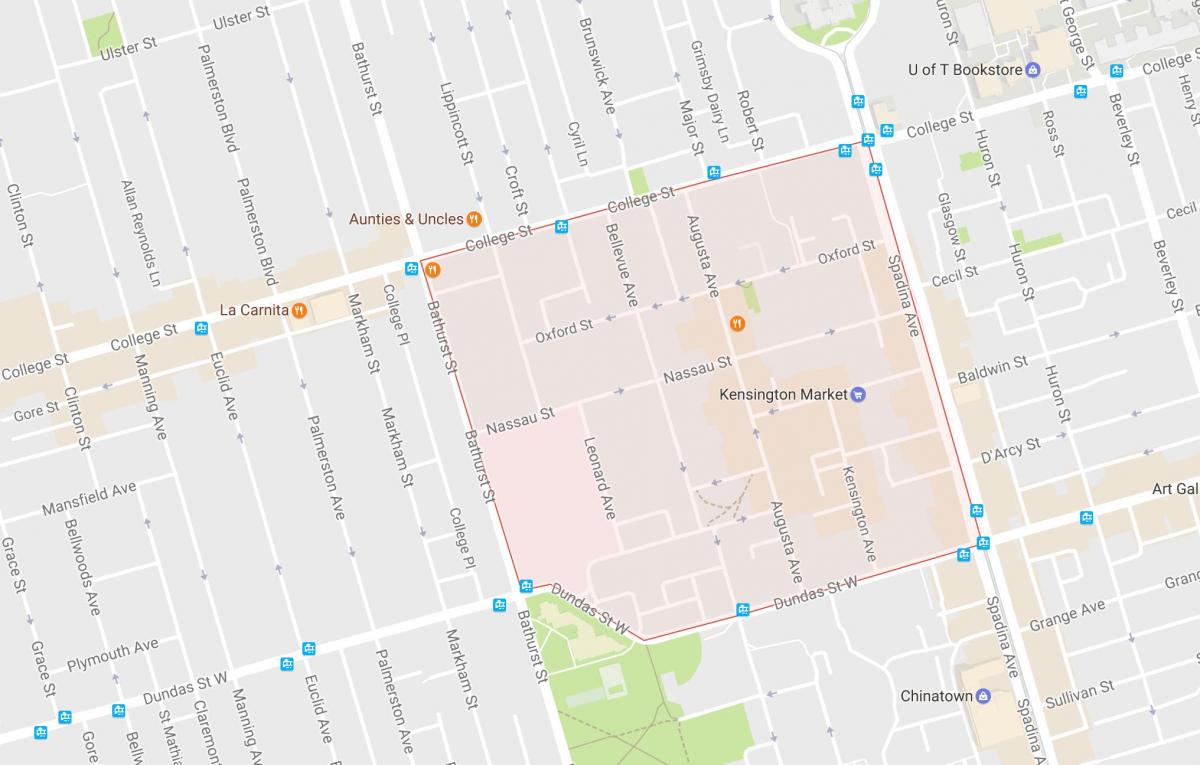 Mapa Kensington rynku okolicach Toronto