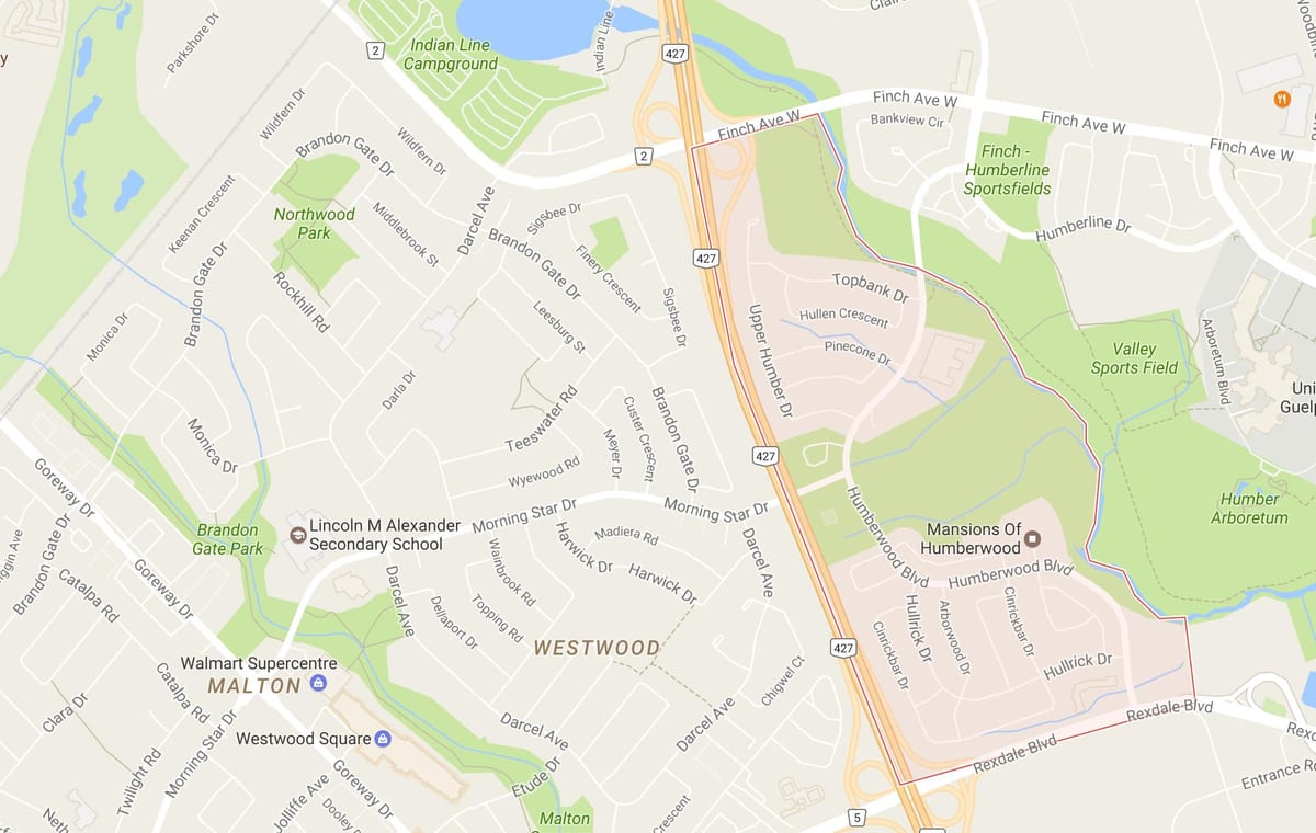 Mapa okolic dzielnicy Toronto