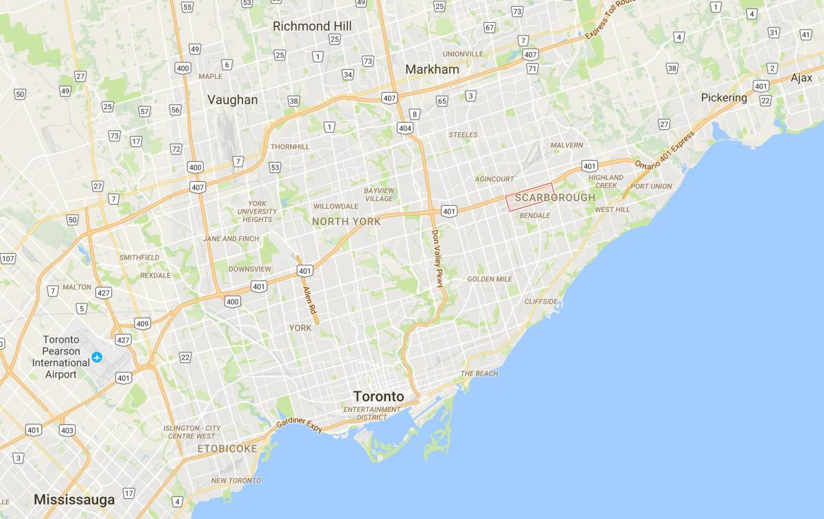 Mapa Scarborough centrum miasta Toronto