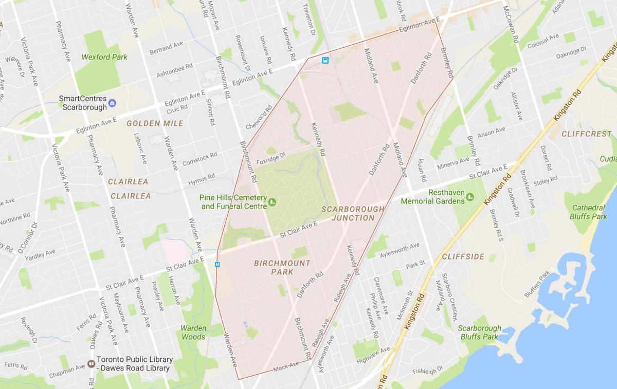 Mapa Scarborough Junction dzielnicy Toronto