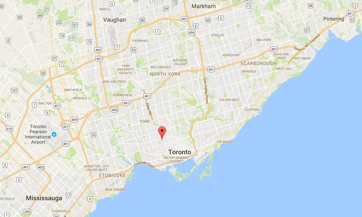Mapa Seaton dzielnicy Toronto