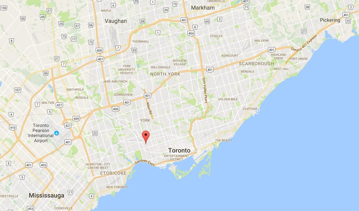 Mapę skrzyżowania trójkącie Toronto