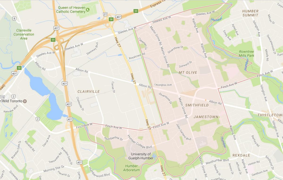 Mapa Smithfield dzielnicy Toronto