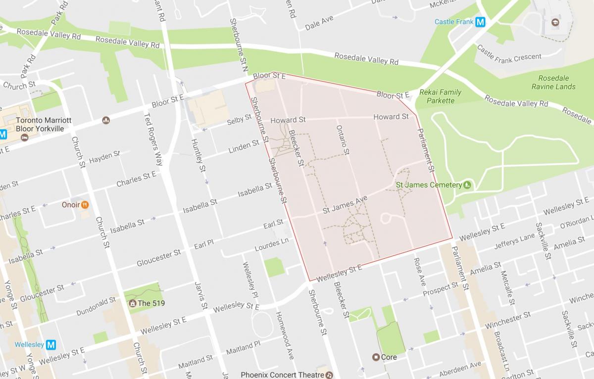 Mapę St James dzielnicy miasta Toronto