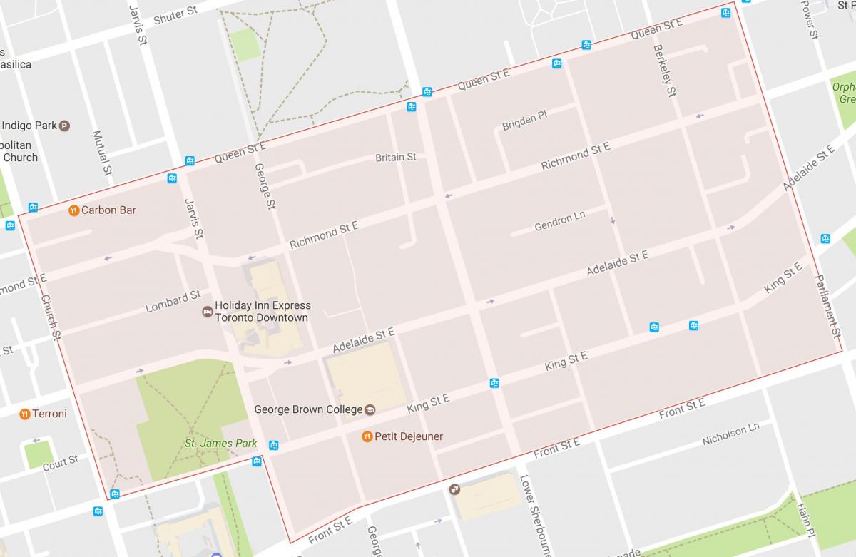 Mapa Starego miasta, w dzielnicy Toronto