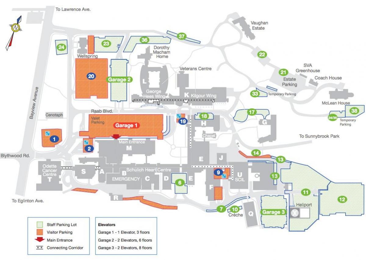 Mapa szpitalu Sunnybrook 