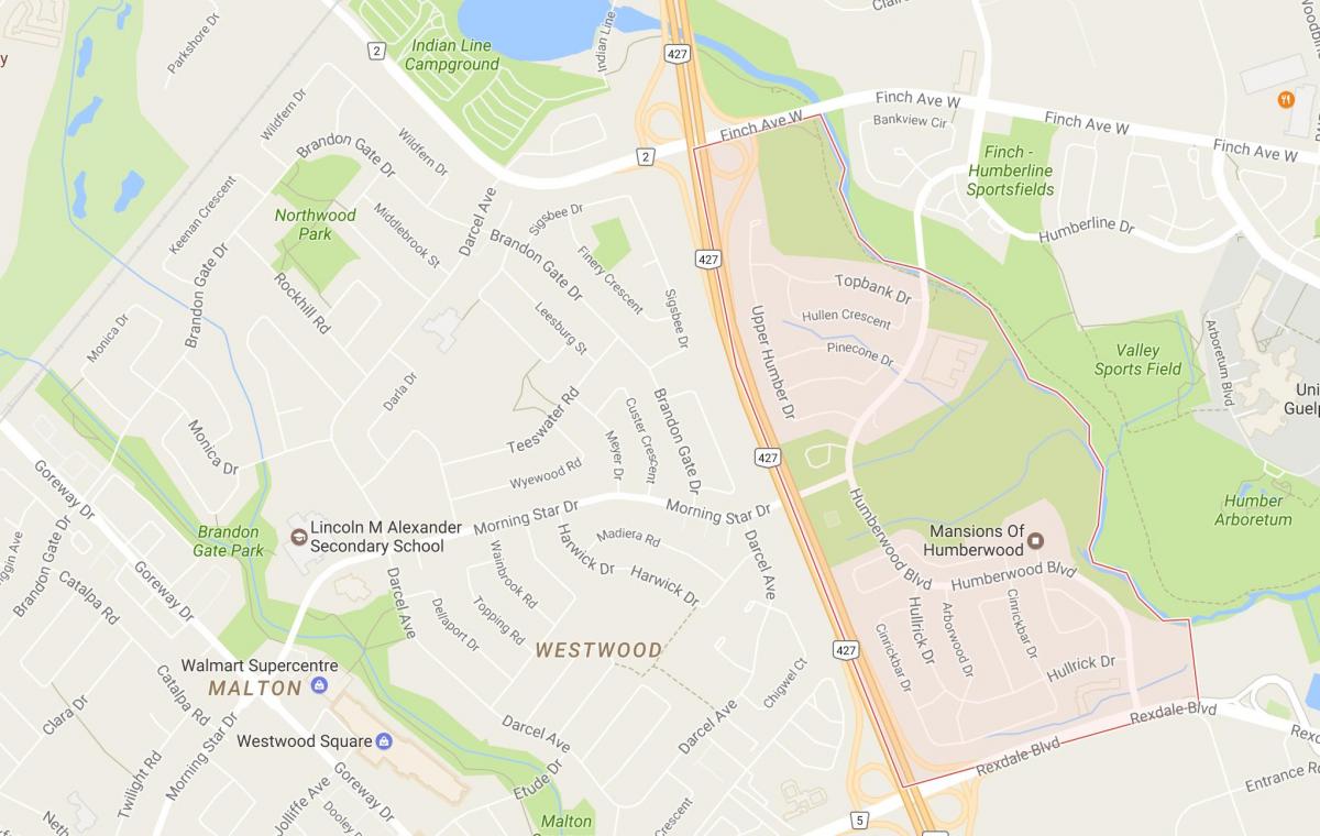 Mapa okolic dzielnicy Toronto