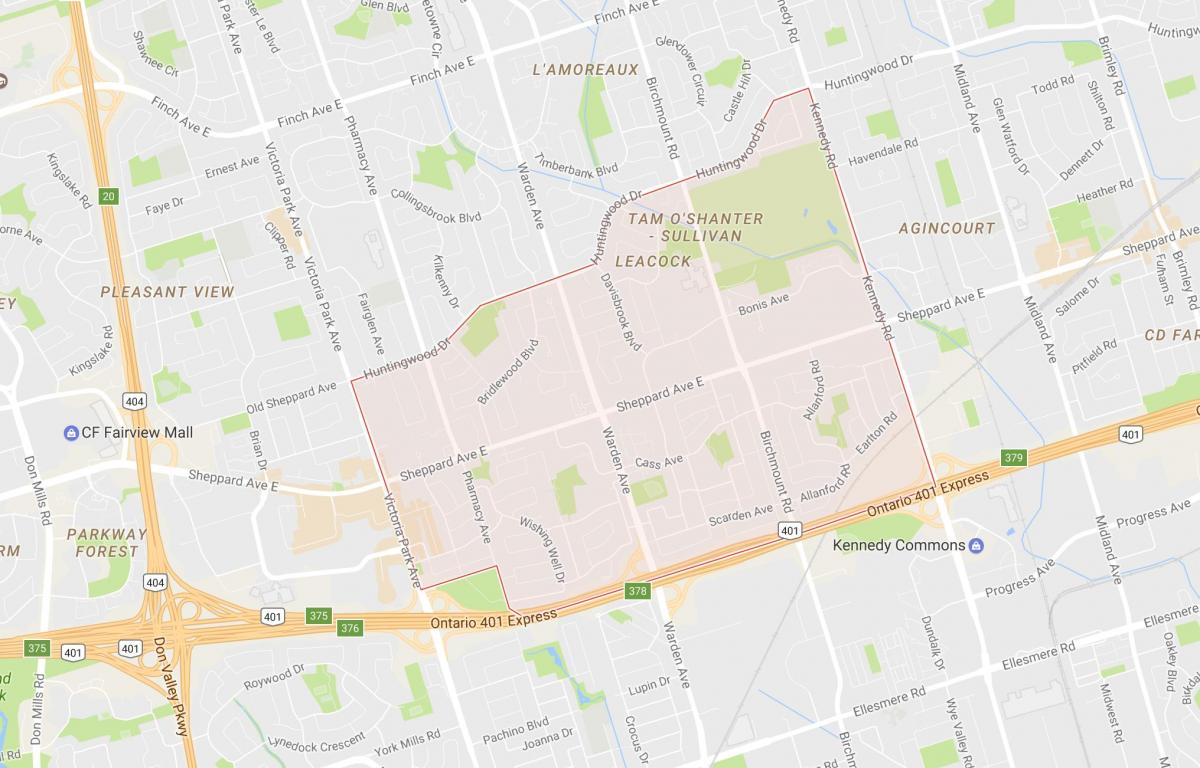 Mapa Tam O Шентер – obok Sullivan Toronto