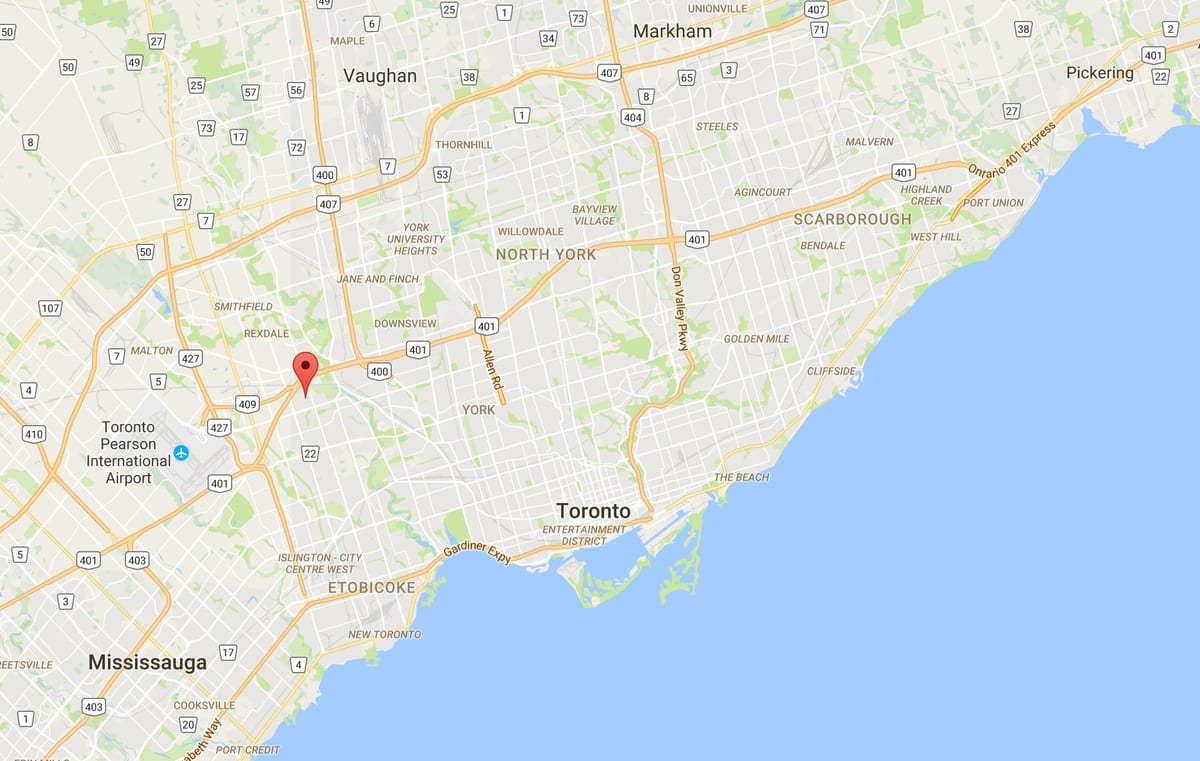 Mapę w kingsview dzielnicy Toronto