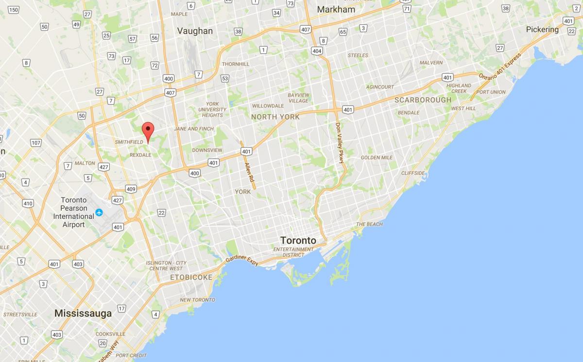 Mapa Thistletown dzielnica Toronto